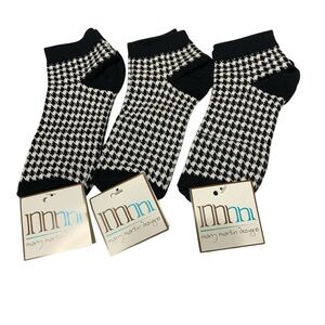 New Houndstooth Black White Womens Crew Socks Mary Martin size 9-11